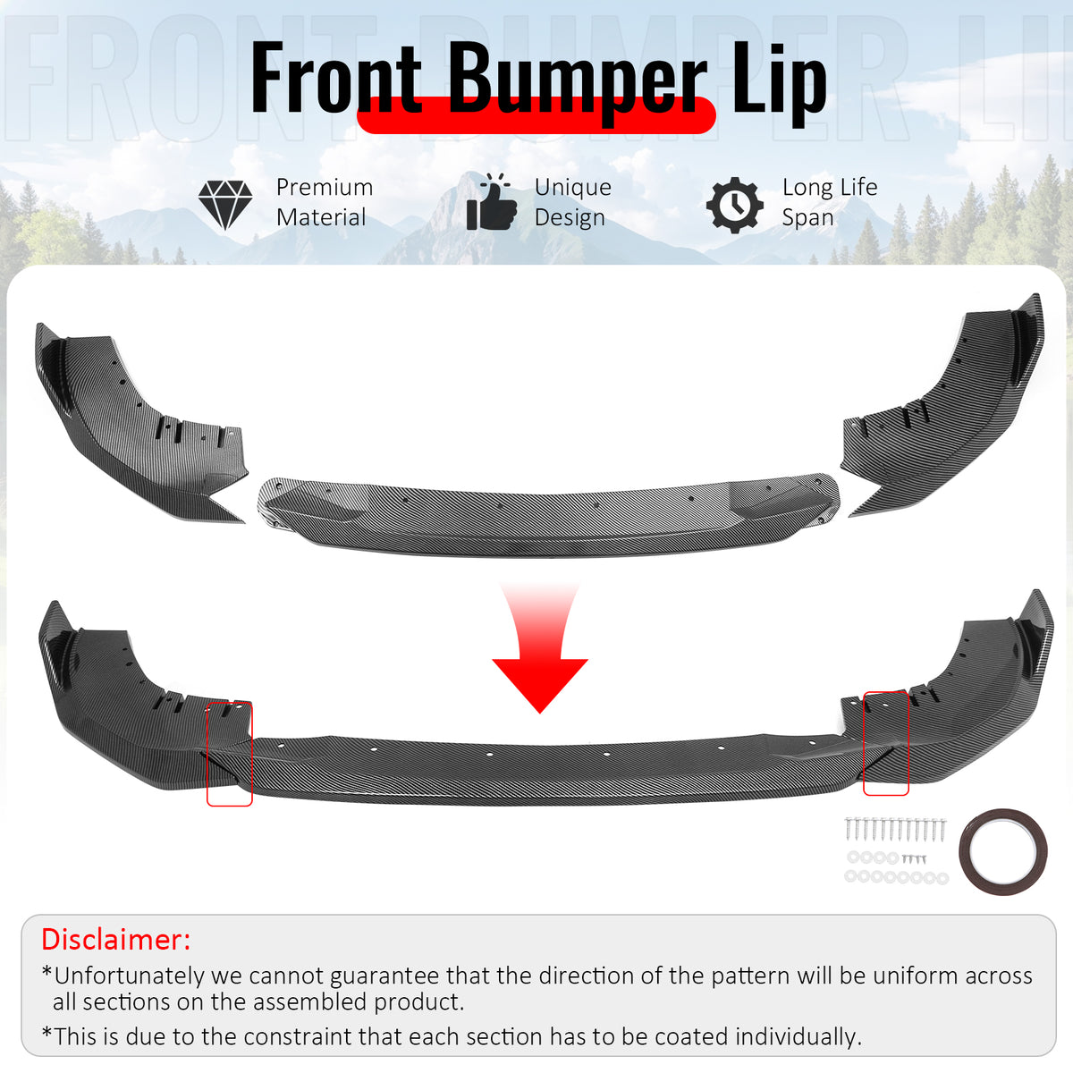 Fits 22-26 BMW G42 2-Series Coupe M Sport Performance Style Front Lip CF Print