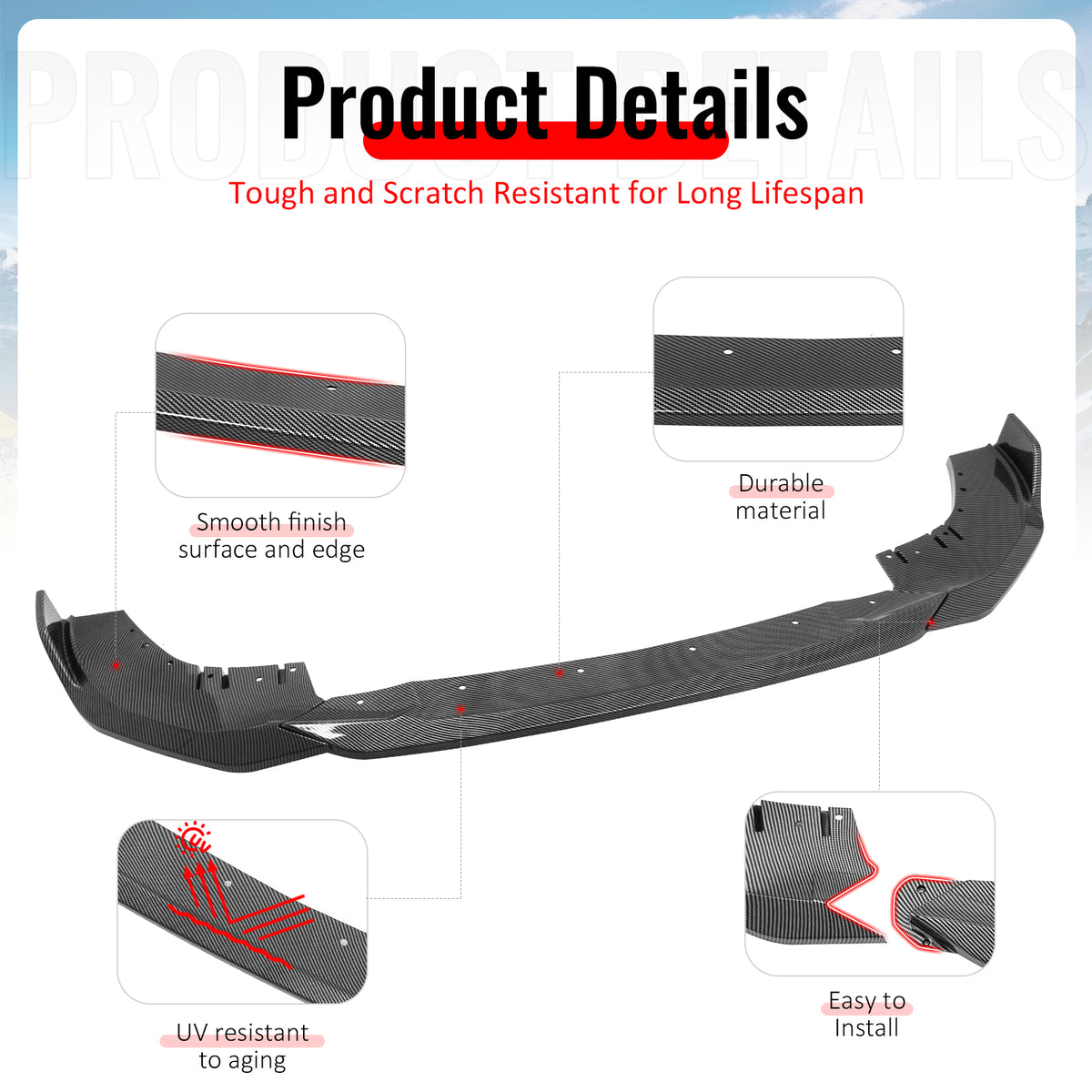 Fits 22-26 BMW G42 2-Series Coupe M Sport Performance Style Front Lip CF Print
