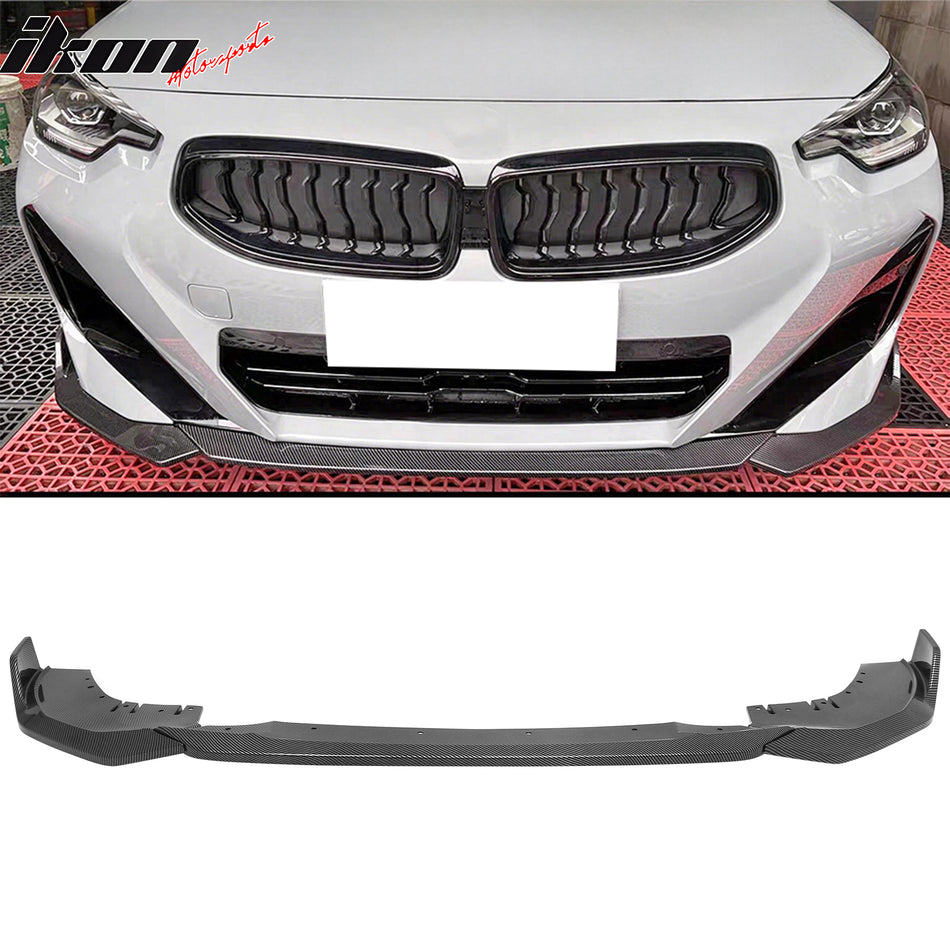2022-2026 BMW G42 2-Series Coupe M Sport Performance Style Front Bumper Lip Carbon Fiber Print ABS 3PCS
