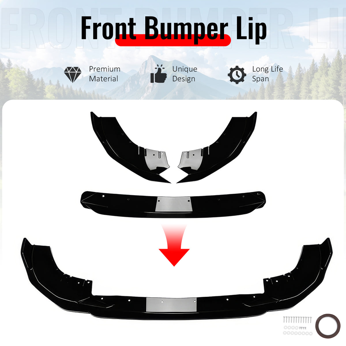 For 22-26 BMW G42 2-Series Coupe M Sport Performance Style Front Lip Gloss Black