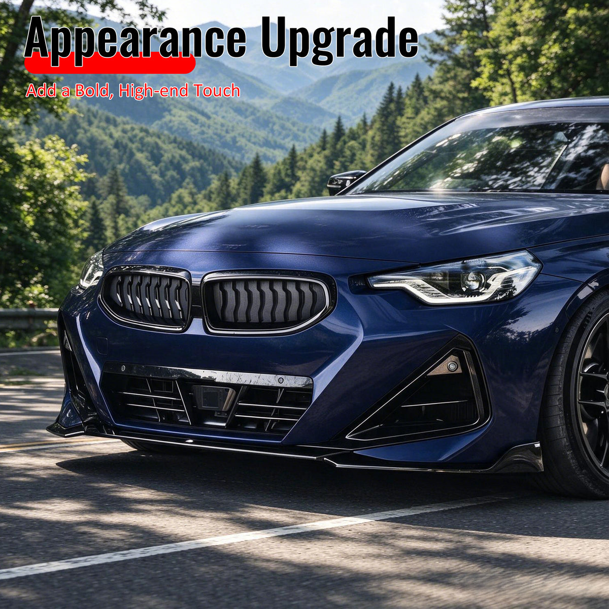 For 22-26 BMW G42 2-Series Coupe M Sport Performance Style Front Lip Gloss Black