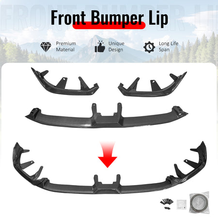 Fits 24-26 BMW G60 5 Series i5 IKON Front Bumper Lip Chin 3PC