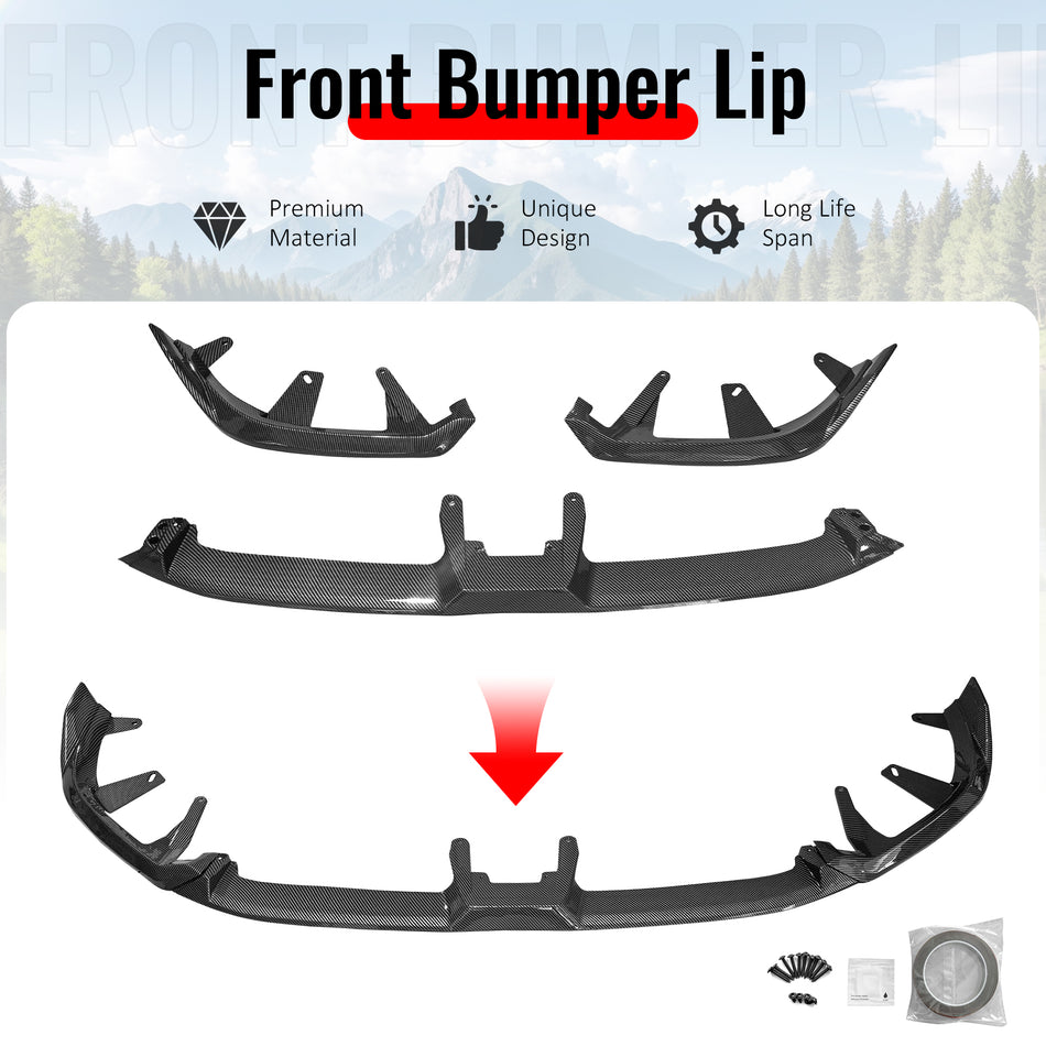 Fits 24-26 BMW G60 5 Series i5 IKON Front Bumper Lip Chin 3PC