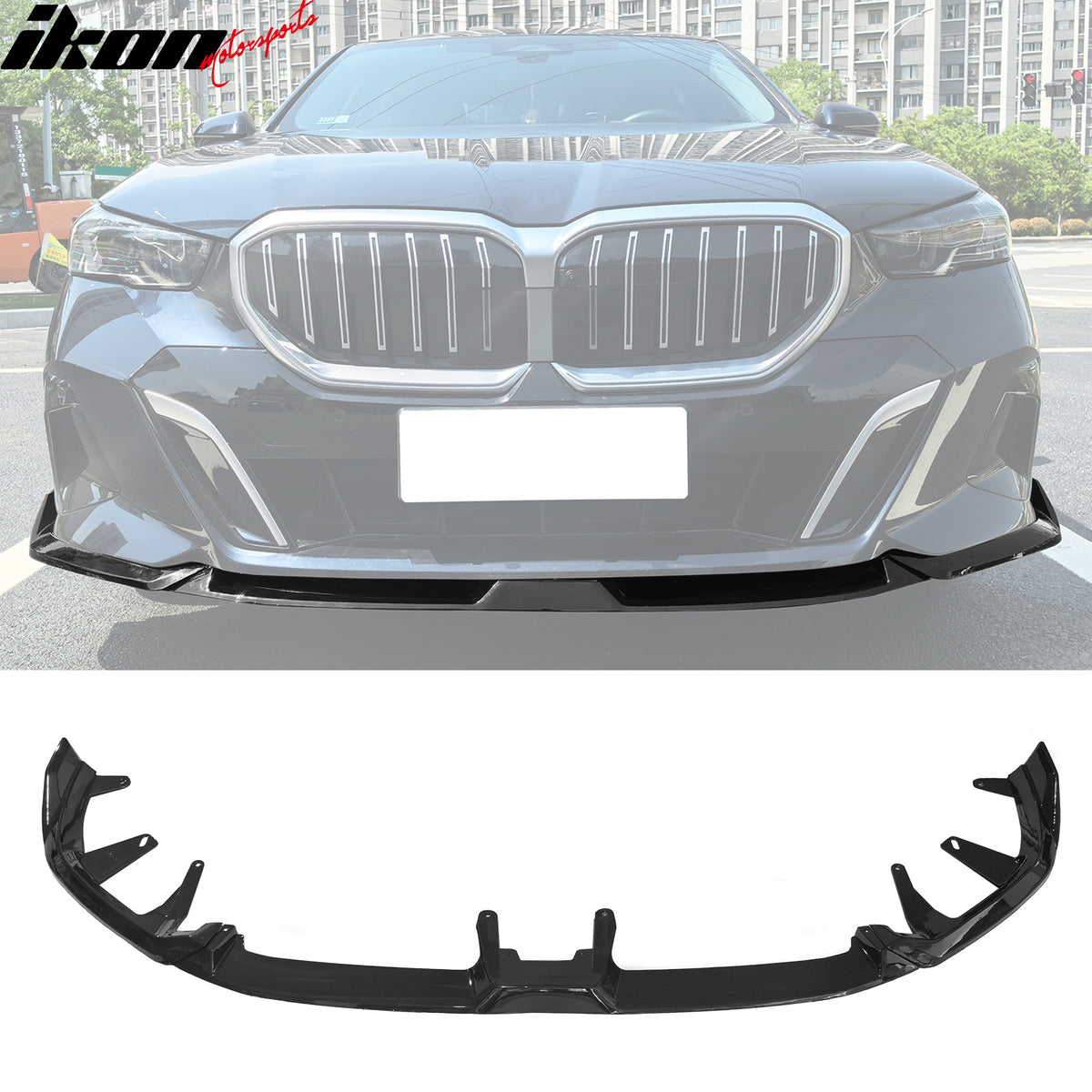 Fits 24-26 BMW G60 5 Series i5 IKON Front Bumper Lip Chin 3PC