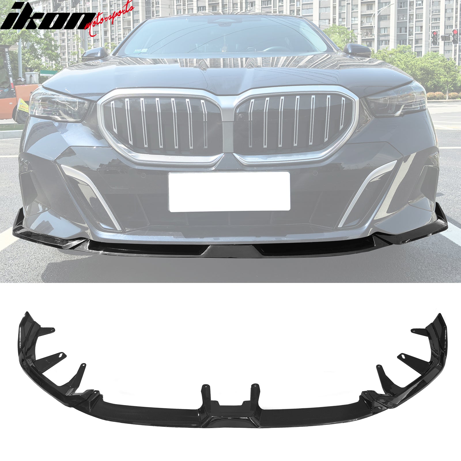 Fits 24-26 BMW G60 5 Series i5 IKON Front Bumper Lip Chin 3PC