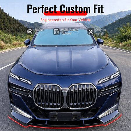 Fit 2023-2027 BMW G70 7 Series M Sport Front Bumper Lip Gloss Black ABS