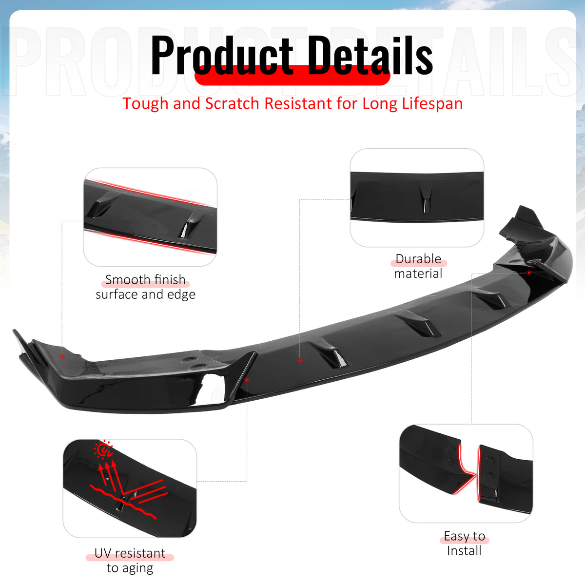 Fits 23-27 BMW G70 7 Series M Sport Ikon Style Front Bumper Lip Gloss Black ABS