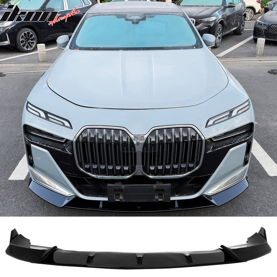 2023-2027 BMW G70 7 Series M Sport Ikon Style Front Bumper Lip Gloss Black ABS 3PCS