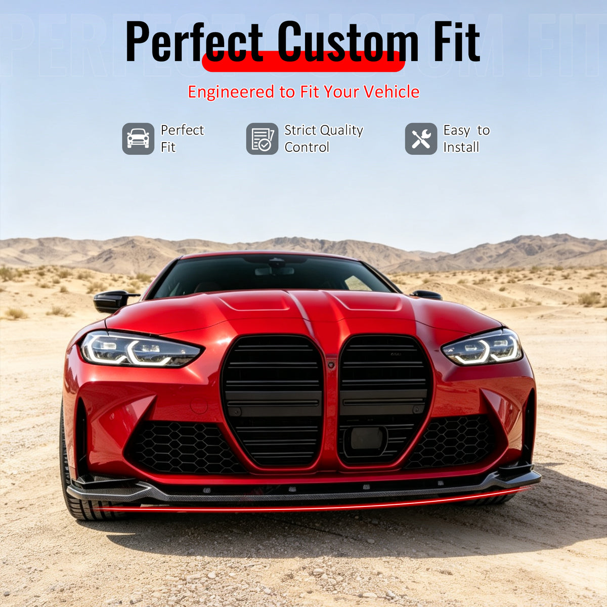 Fit 2021-2027 BMW G80 M3 & G82 G83 M4 Front Bumper Lip Gloss Black