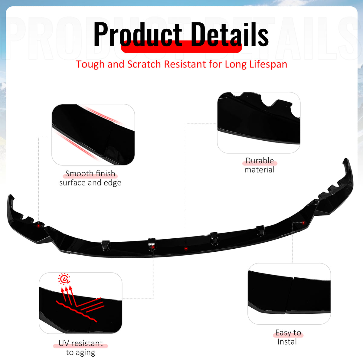 Fits 21-27 BMW G80 M3 & G82 G83 M4 IKON Style Front Bumper Lip Gloss Black 3PCS