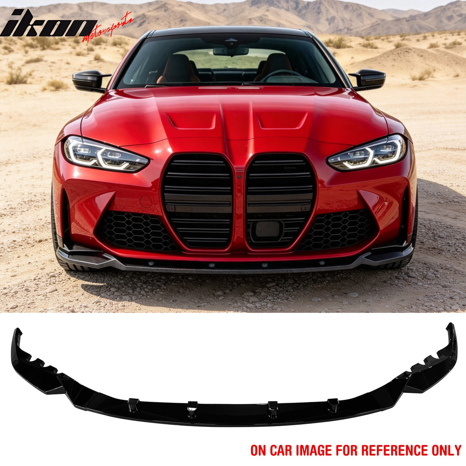 2021-2027 BMW G80 M3 Sedan & G82 M4 Coupe & G83 M4 Convertible 3PCS Front Lower Bumper Lip Air Dam Chin Spoiler Splitter IKON Style Gloss Black ABS
