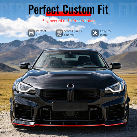 Fit 2023-2027 BMW G87 M2 Front Bumper Lip IKON Style Gloss Black PP 3PCS