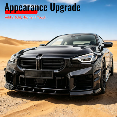 Fits 23-27 BMW G87 M2 IKON Style Front Bumper Lip Spoiler PP Gloss Black 3PCS