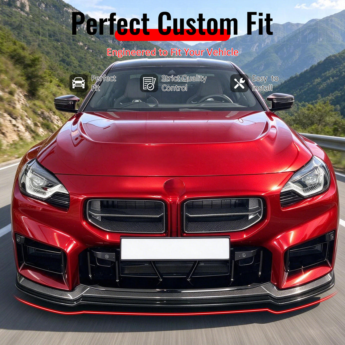 Fit 2023-2027 BMW G87 M2 Front Bumper Lip MH Style Carbon Fiber Print ABS