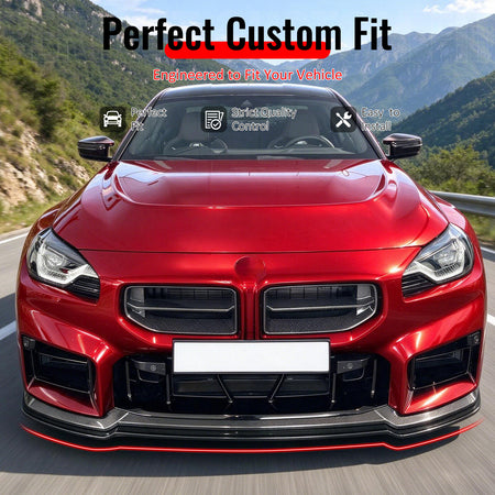 Fit 2023-2027 BMW G87 M2 Front Bumper Lip MH Style Carbon Fiber Print ABS