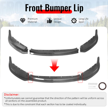 Fits 23-27 BMW G87 M2 MH Style Front Bumper Lip Carbon Fiber Print ABS 3PCS Set