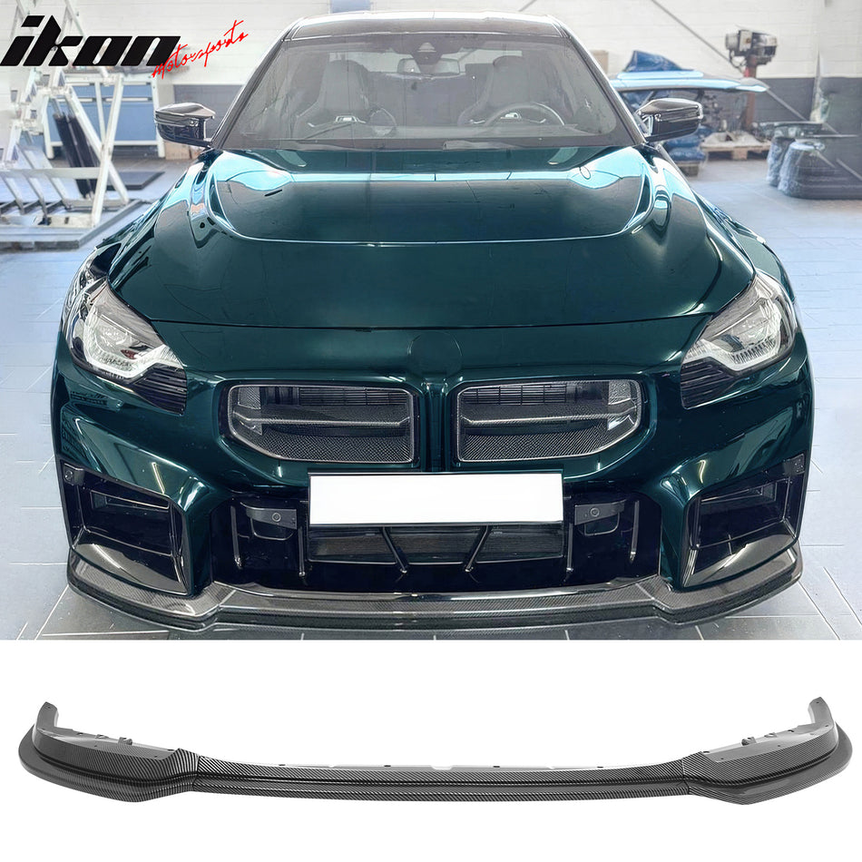 2023-2027 BMW G87 M2 MH Style Front Bumper Lip Carbon Fiber Print ABS 3PCS Set