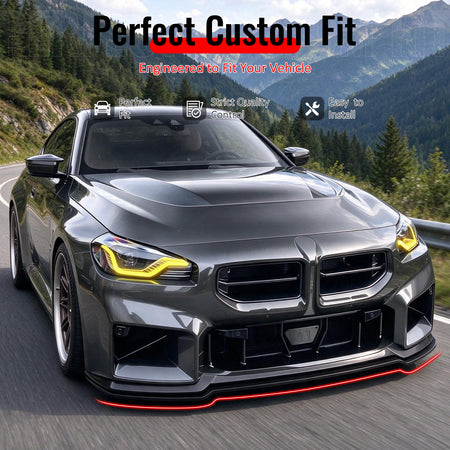 Fit 2023-2027 BMW G87 M2 Front Bumper Lip MH Style Gloss Black ABS
