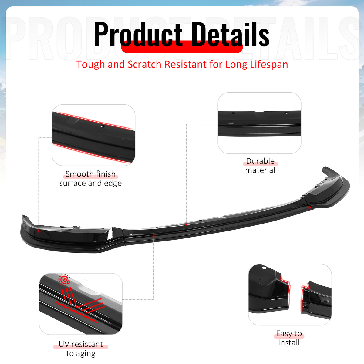 Fits 23-27 BMW G87 M2 MH Style Front Bumper Lip Spoiler Gloss Black ABS 3PCS Set