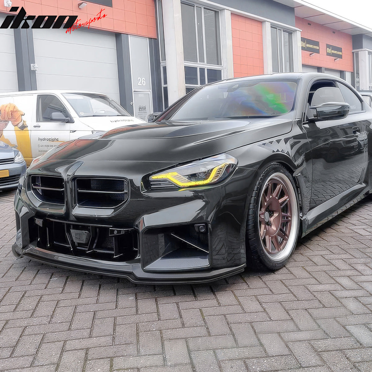 Fits 23-27 BMW G87 M2 MH Style Front Bumper Lip Spoiler Gloss Black ABS 3PCS Set