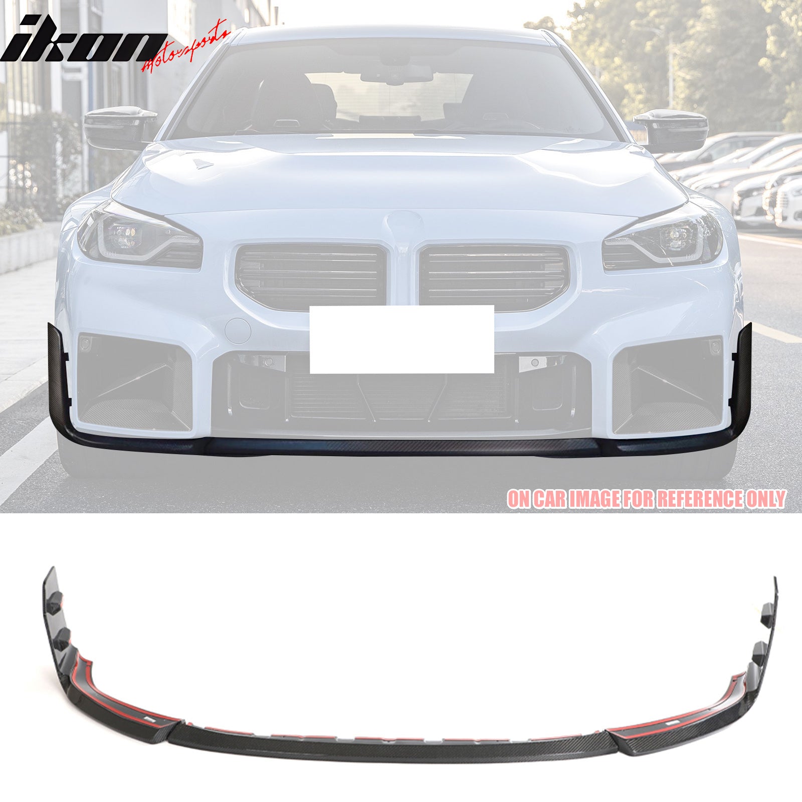 IKON MOTORSPORTS Front Bumper Lip, Compatible with 2023-2024 BMW G87 M2, M Performance Style Gloss Black Air Dam Chin Spoiler Protector Splitter 3PCS