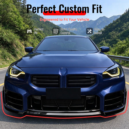 Fit 2023-2027 BMW G87 M2 Front Bumper Lip MP Style Gloss Black ABS
