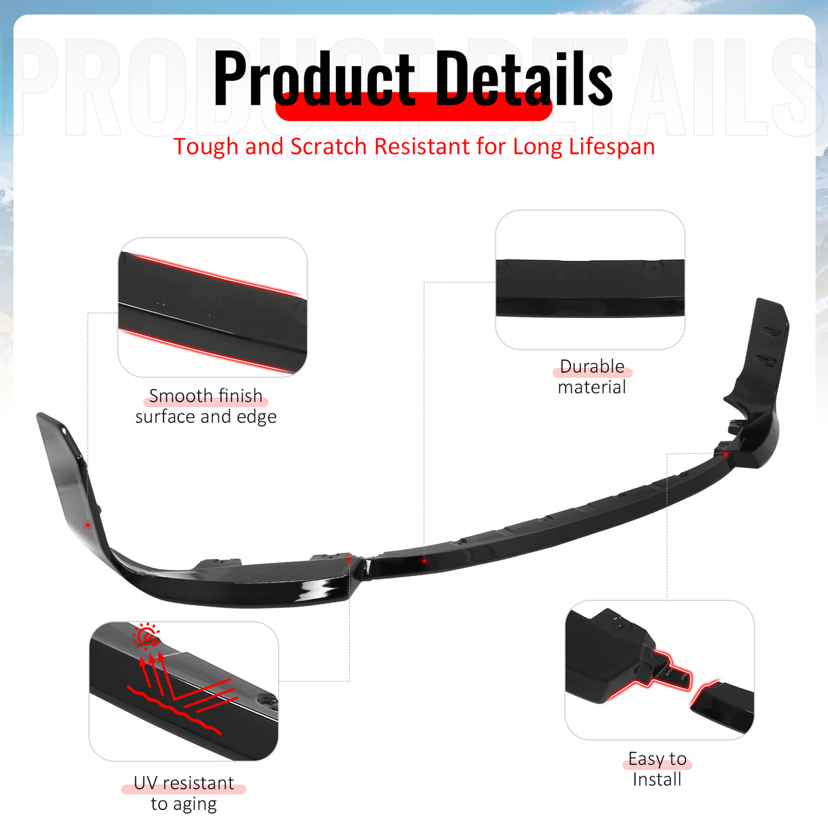 Fits 23-27 BMW G87 M2 MP Style Front Bumper Lip Spoiler Gloss Black ABS 3PCS Set