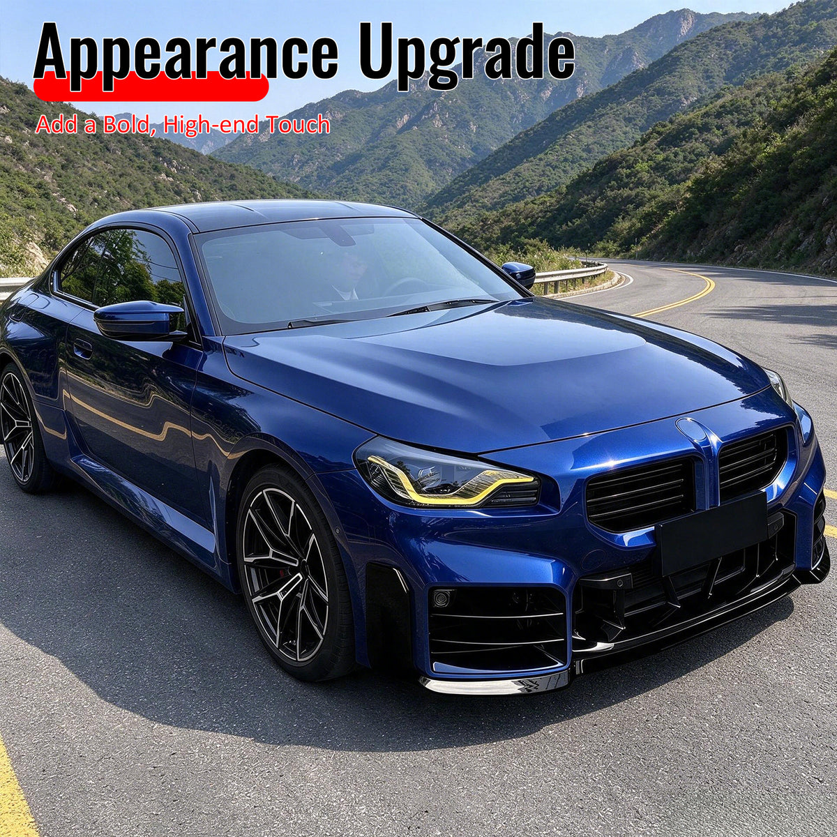 Fits 23-27 BMW G87 M2 MP Style Front Bumper Lip Spoiler Gloss Black ABS 3PCS Set