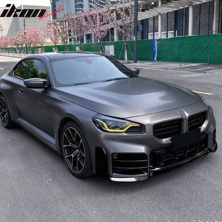 Fits 23-27 BMW G87 M2 MP Style Front Bumper Lip Spoiler Gloss Black ABS 3PCS Set