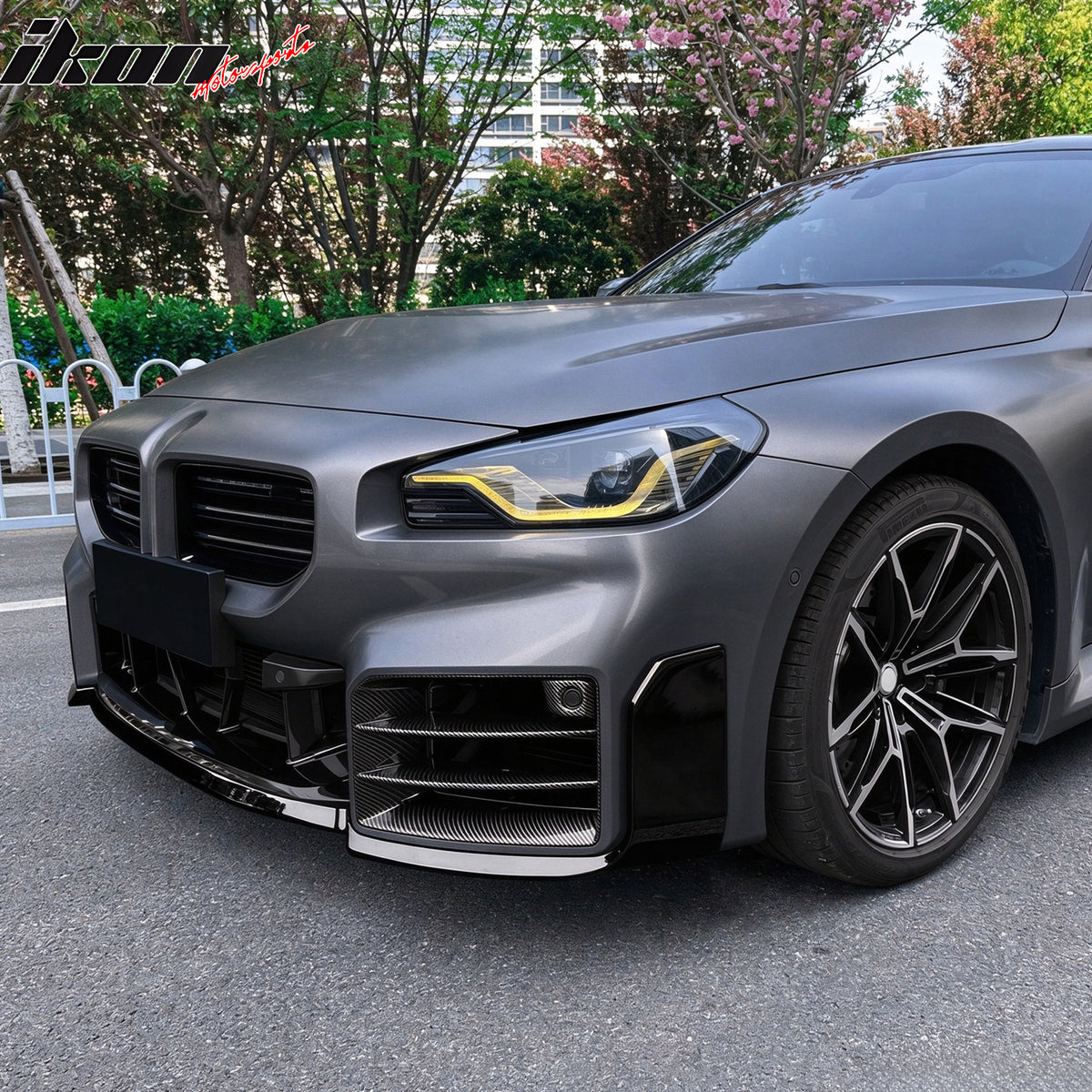 Fits 23-27 BMW G87 M2 MP Style Front Bumper Lip Spoiler Gloss Black ABS 3PCS Set