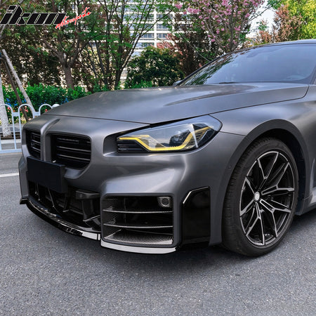 Fits 23-27 BMW G87 M2 MP Style Front Bumper Lip Spoiler Gloss Black ABS 3PCS Set