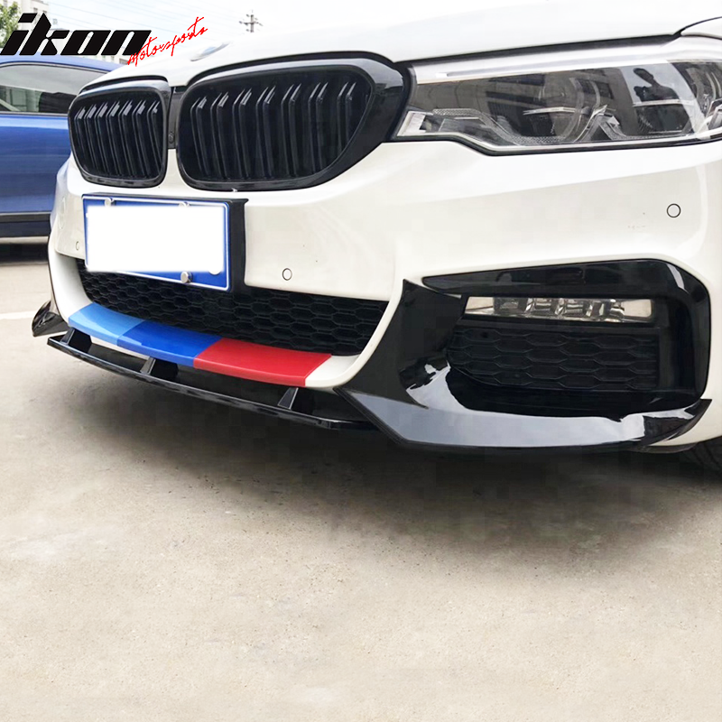 Front Bumper Lip Compatible With 2017-2020 BMW G30 M-Tech M Sport, M5 Style Front Lip Splitters Spoiler Gloss Black by IKON MOTORSPORTS