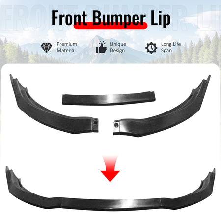 Fits 15-17 Chrysler 200 Front Bumper Lip Spoiler Splitter Chin Unpainted PU 3PCS