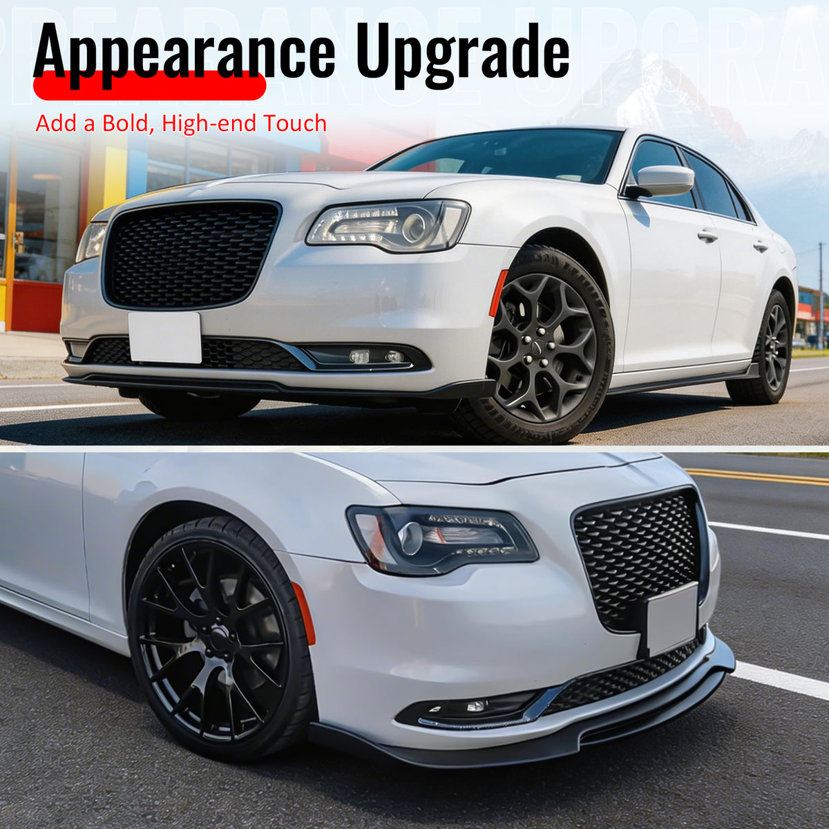 Fits 15-23 Chrysler 300 Base IKON PP Front Bumper Lip Spoiler Carbon Fiber Print