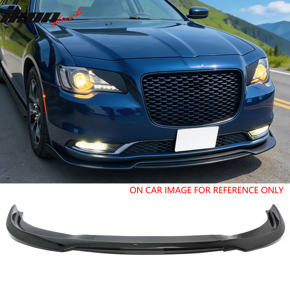 2015-2023 Chrysler 300 Base IKON Style Gloss Black Front Bumper Lip PP 3PCS