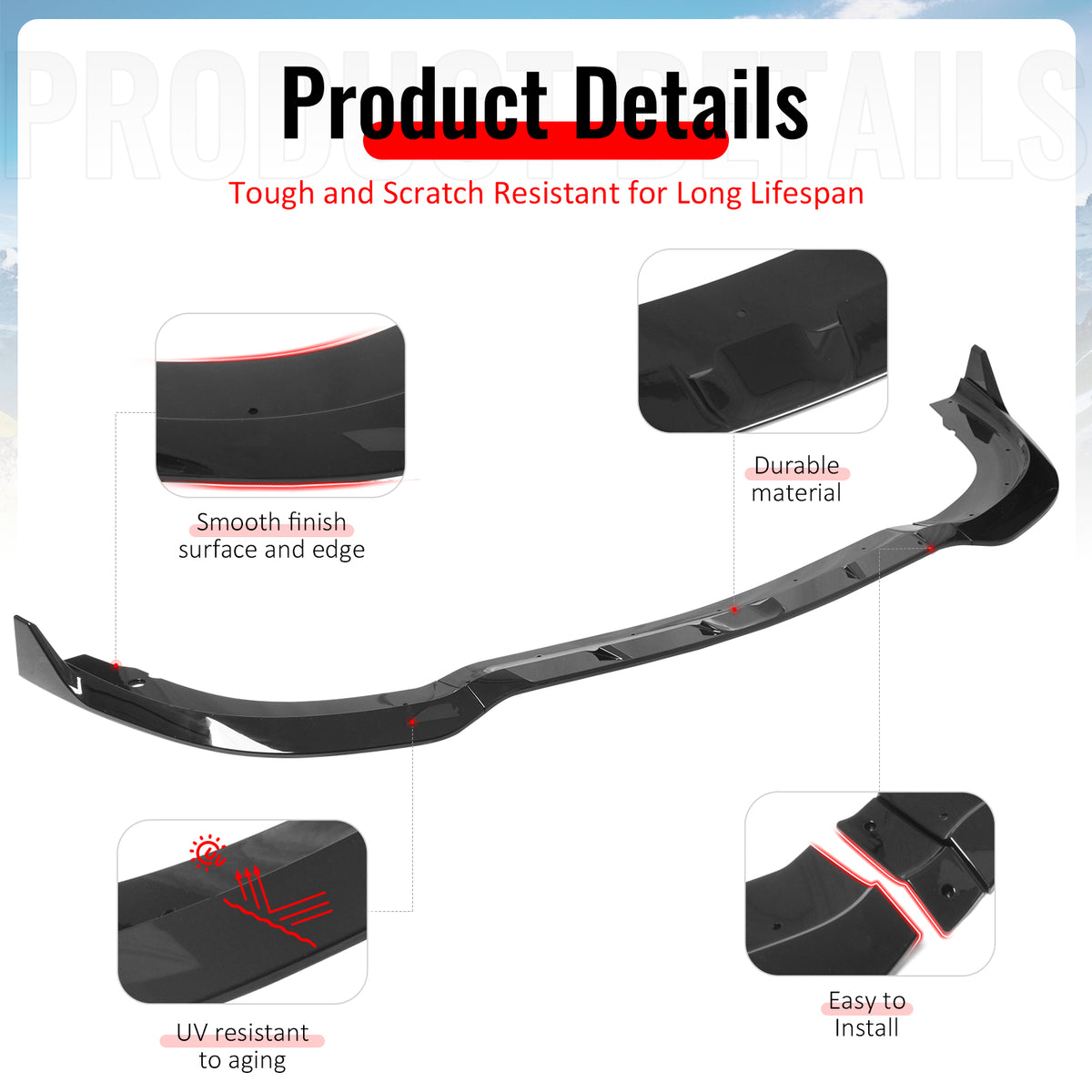 Fits 15-23 Chrysler 300 SRT Style ABS Front Bumper Lip Chin Spolier Gloss Black