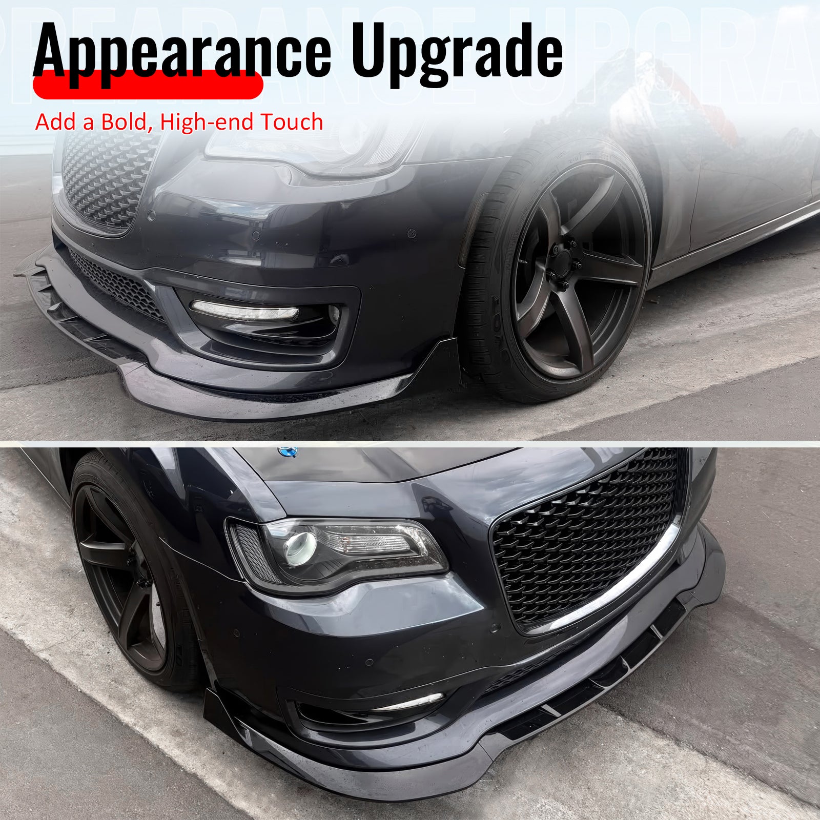 Fits 15-23 Chrysler 300 SRT Style ABS Front Bumper Lip Chin Spolier Gloss Black