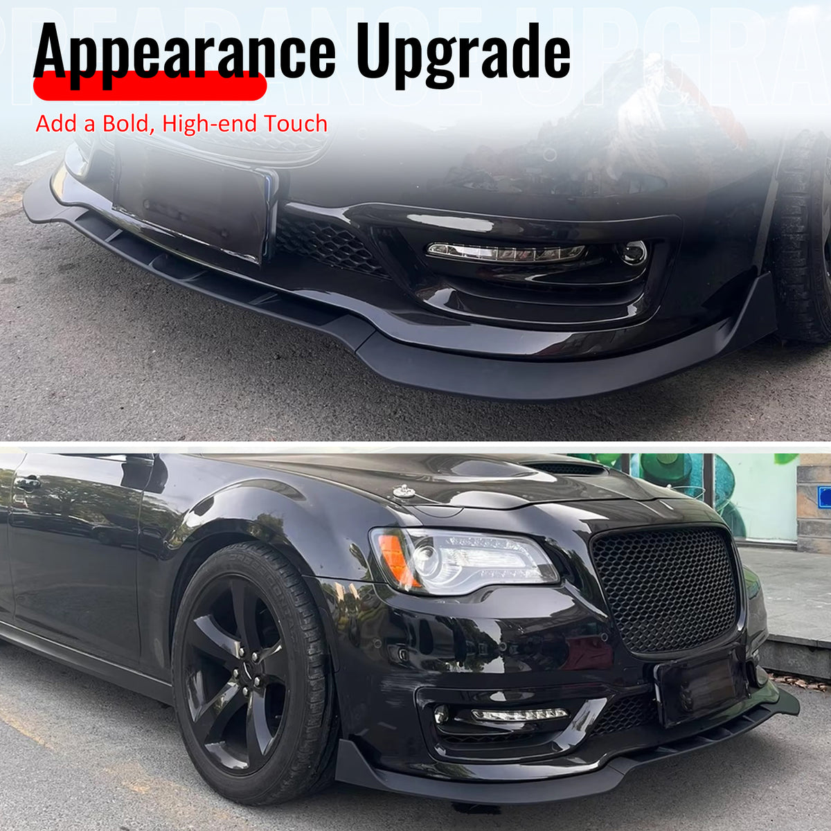 Fits 15-23 Chrysler 300 SRT Style ABS Front Bumper Lip Chin Spolier Matte Black