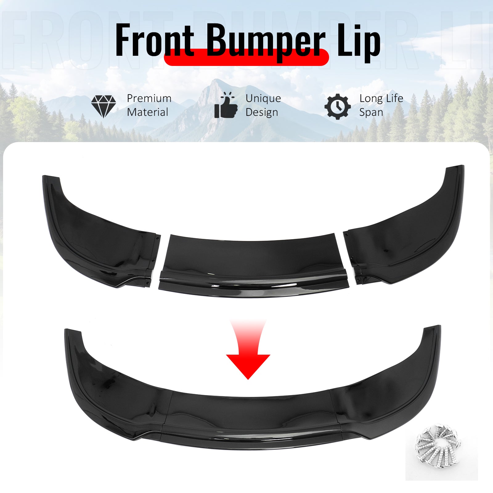 Fits 15-23 Chrysler 300 SRT IKON PP Front Bumper Lip Chin Spoiler Gloss Black