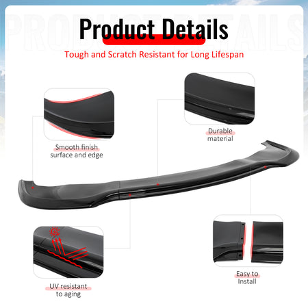 Fits 15-23 Chrysler 300 SRT IKON PP Front Bumper Lip Chin Spoiler Gloss Black