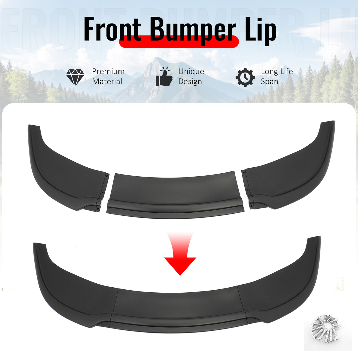 Fits 15-23 Chrysler 300 SRT IKON PP Front Bumper Lip Chin Spoiler Matte Black