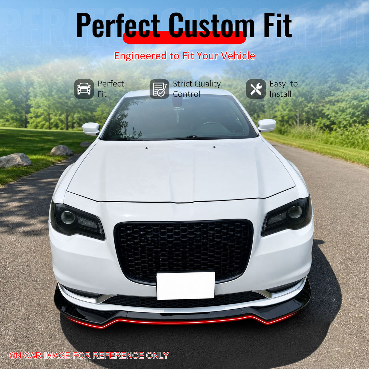 Fit 2015-2023 Chrysler 300 Front Bumper Lip Carbon Fiber Print PP V Style