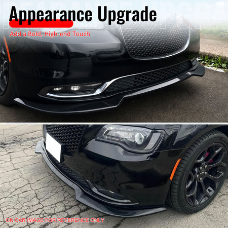 Fits 15-23 Chrysler 300 V Style Front Bumper Lip Carbon Fiber Print PP 3PCS Set