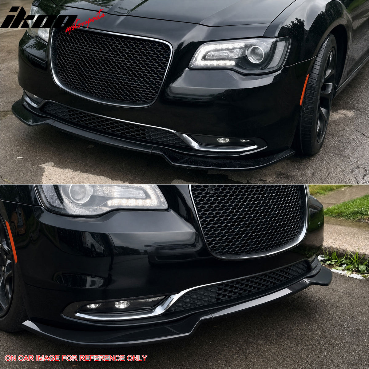 Fits 15-23 Chrysler 300 V Style Front Bumper Lip Carbon Fiber Print PP 3PCS Set