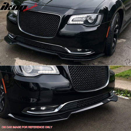 Fits 15-23 Chrysler 300 V Style Front Bumper Lip Carbon Fiber Print PP 3PCS Set