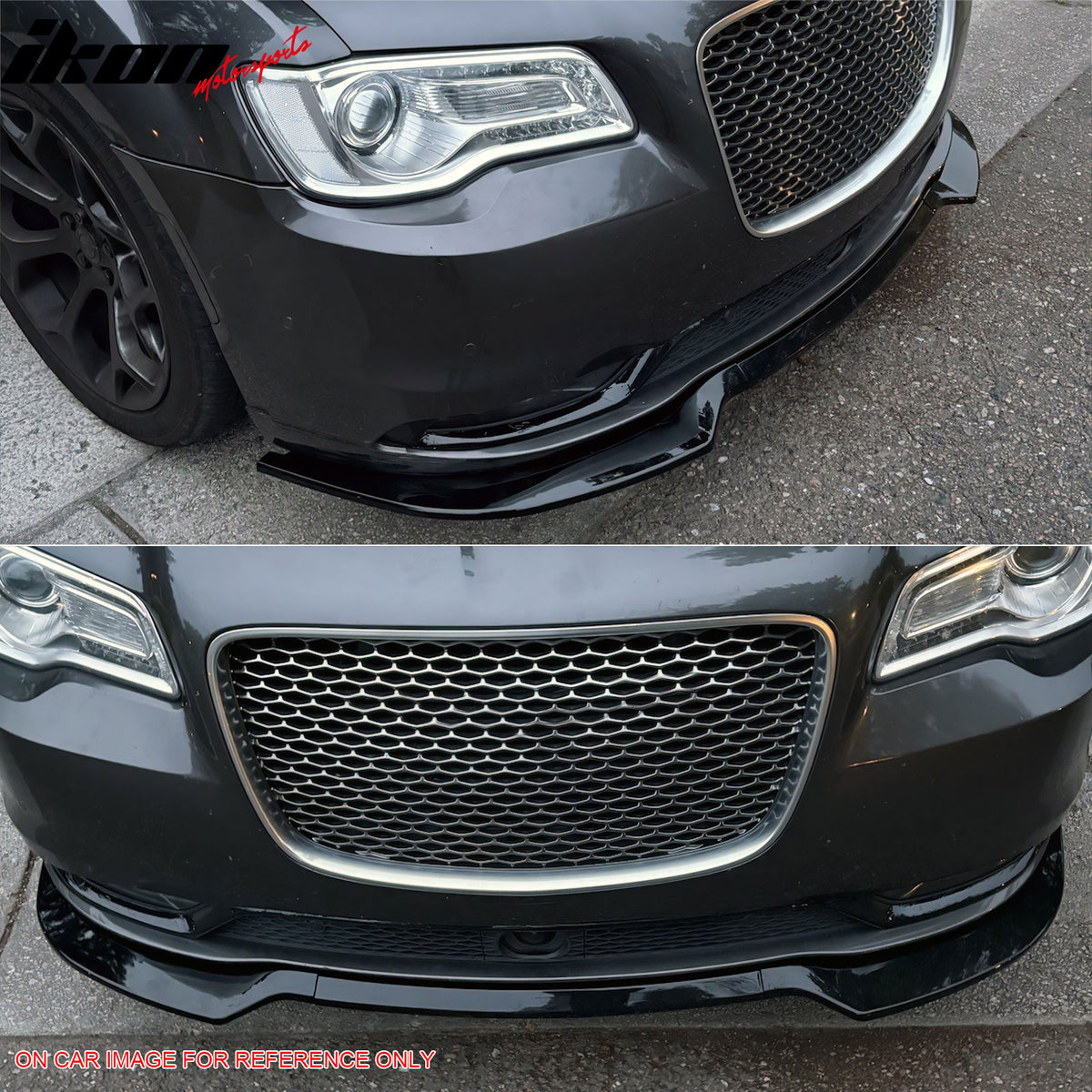 Fits 15-23 Chrysler 300 V Style Front Bumper Lip Carbon Fiber Print PP 3PCS Set