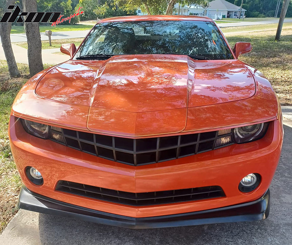 Front Bumper Lip Compatible With 2010-2013 Chevrolet Camaro V6 LS LT 1LT Only, Unpainted Raw Material Black PU Front Under Chin Spoiler by IKON MOTORSPORTS, 2011 2012