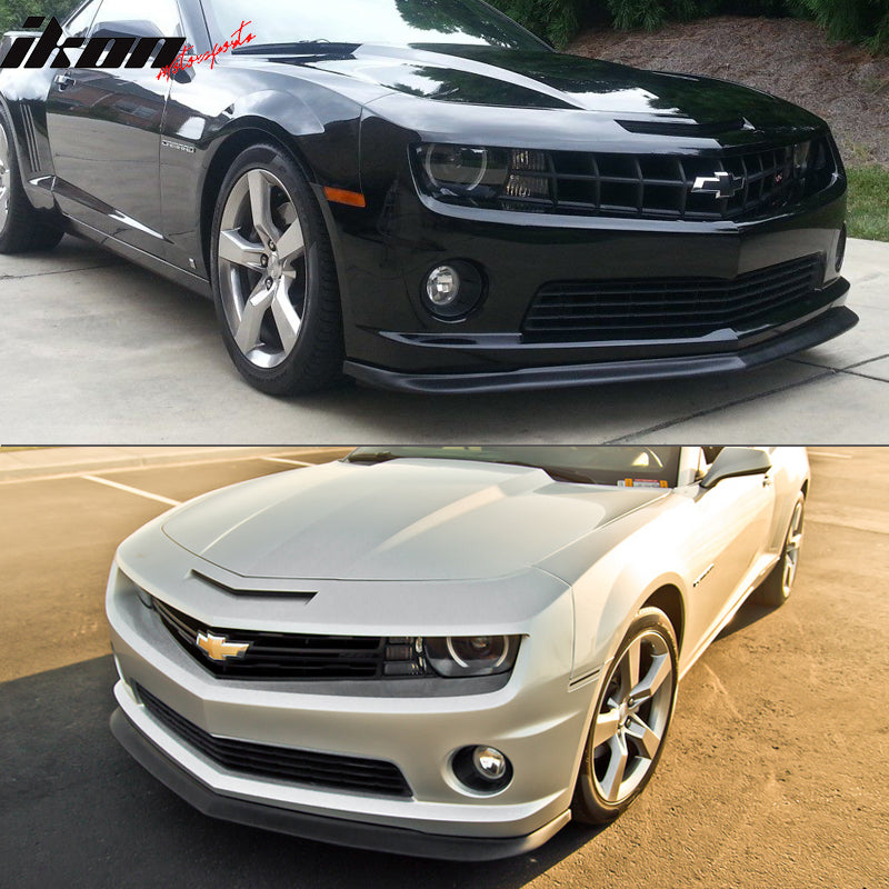 Front Bumper Lip Compatible With 2010-2013 Chevy Camaro V8 SS Only (Except ZL1 Model), ZL1 Style PU Black Front Lip Spoiler Splitter by IKON MOTORSPORTS, 2011 2012