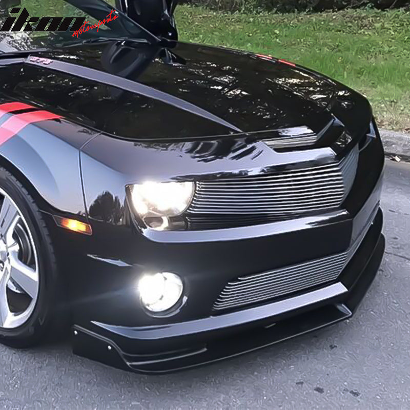 IKON MOTORSPORTS Front Bumper Lip Compatible With 2010-2013 Chevy Camaro V8 SS Only, Street Style Black PU Air Dam Chin Spoiler Protector Splitter, 2011 2012