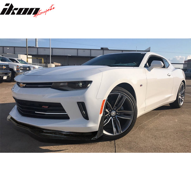 IKON MOTORSPORTS Front Bumper Lip Unpainted Black Compatible with 2016-2018 Chevy Camaro V6 Stingray Stage 3 Style PU Bumper Guard Spoiler for 2017
